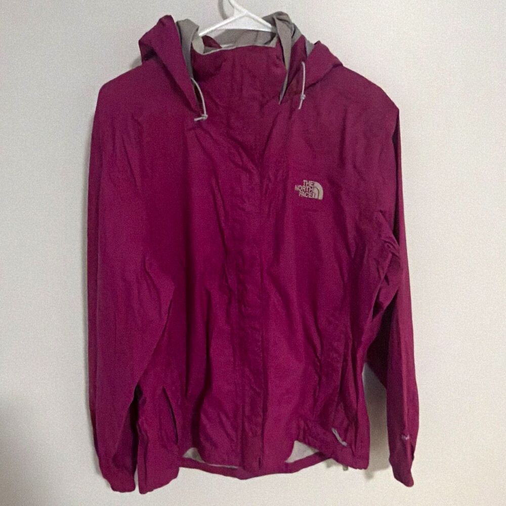 The North Face Hyvent Womens Purple Hooded Full Zip Jacket Short Outdoor Size L